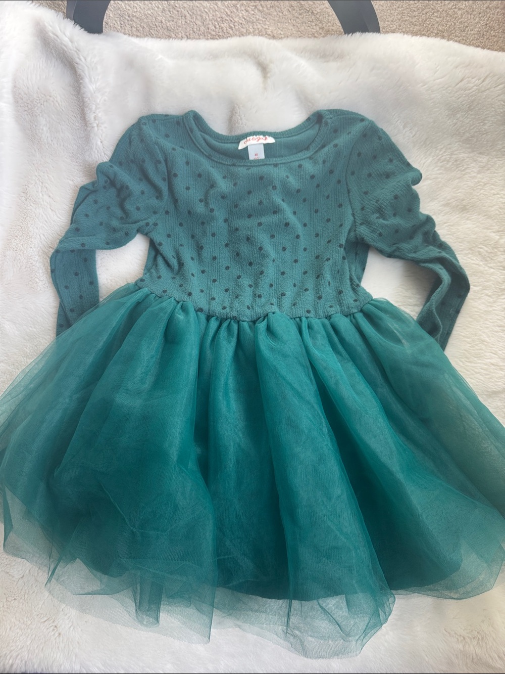 Cat & Jack Teal Long-Sleeve Tulle Party Dress